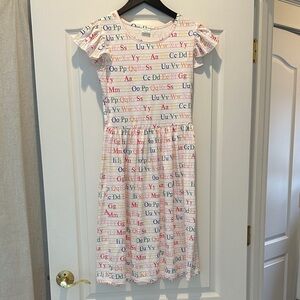 Colorful Alphabet Print Midi Dress